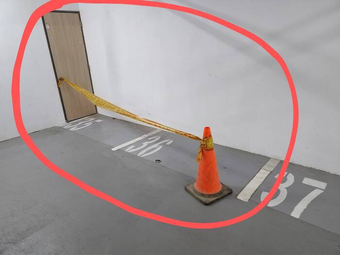 教院大樓B1機車停車場1/17起將進行地板龜裂補強施工，部分區域禁停車。圖片